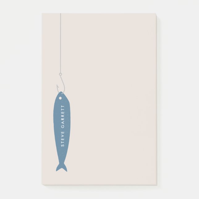 Gone Fishing Post-It Notepad - Cobalt Post-it Klebezettel (Vorderseite)