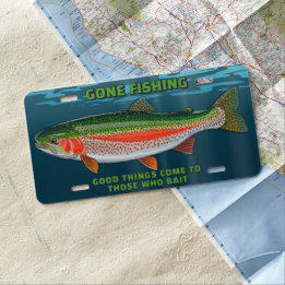 Gone Fishing Rainbow Foreut Fisherman Gif anpassen US Nummernschild