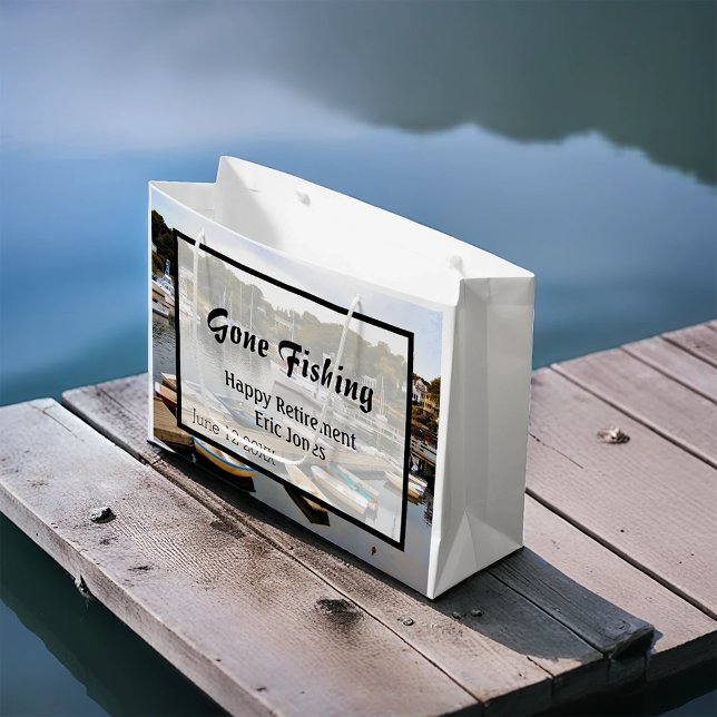 Gone Fishing Retirement Große Geschenktüte (Von Creator hochgeladen)