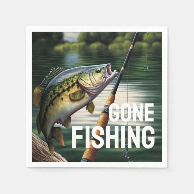 Gone Fishing Retirement Party Lieferungen Serviette (Vorderseite)