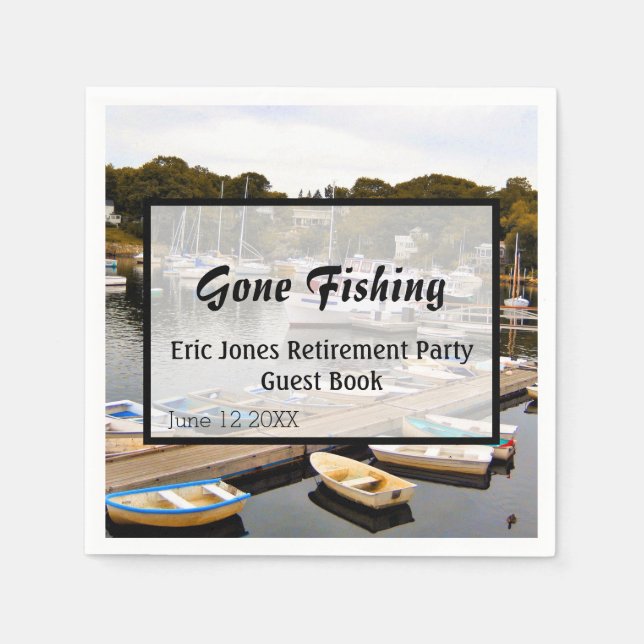 Gone Fishing Retirement Party Serviette (Vorderseite)