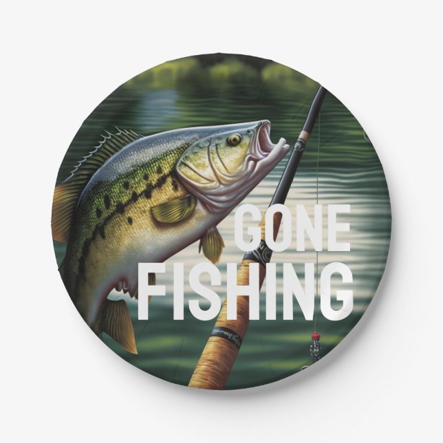 Gone Fishing Retirement Party versorgt Napkins Pappteller (Vorderseite)