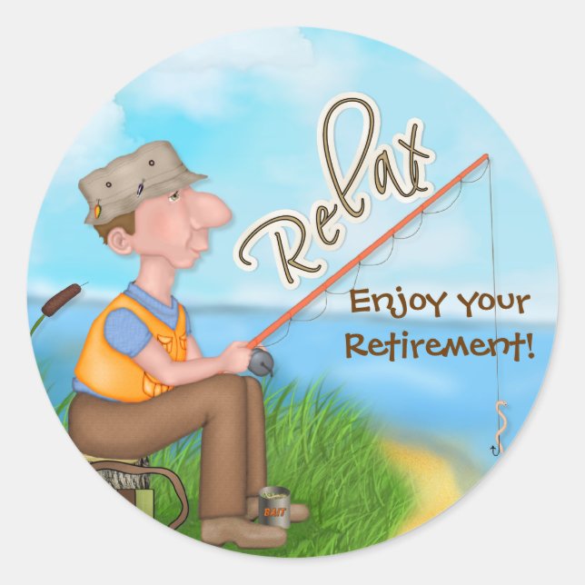 Gone Fishing Retirement Runder Aufkleber (Vorderseite)