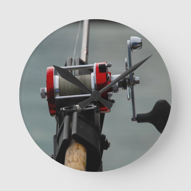 Gone Fishing Runde Wanduhr (Vorderseite)