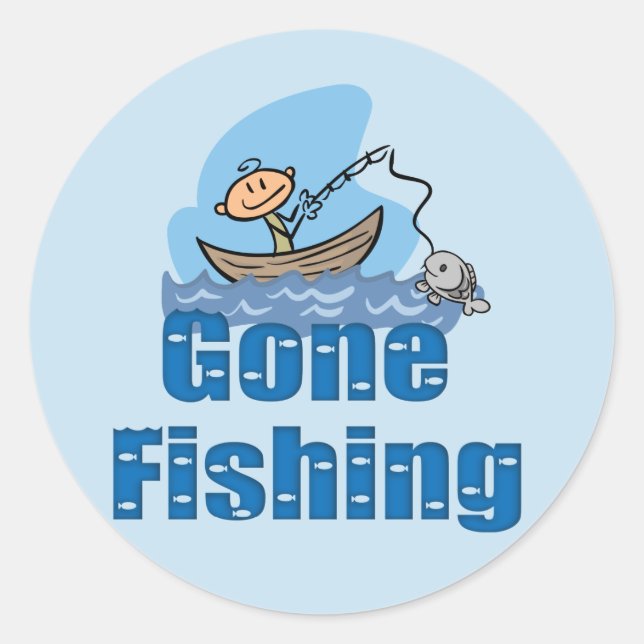 Gone Fishing Runder Aufkleber (Vorderseite)