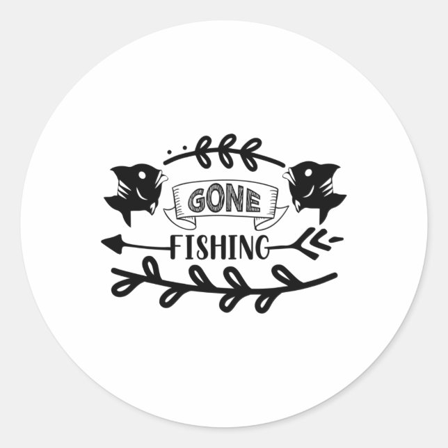 Gone Fishing Runder Aufkleber (Vorderseite)