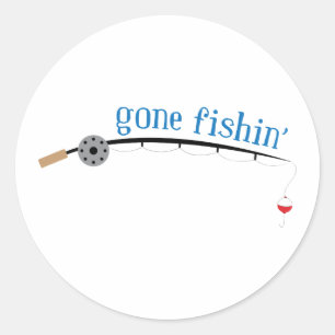 Gone Fishing Runder Aufkleber