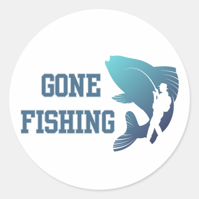 Gone Fishing Runder Aufkleber (Vorderseite)