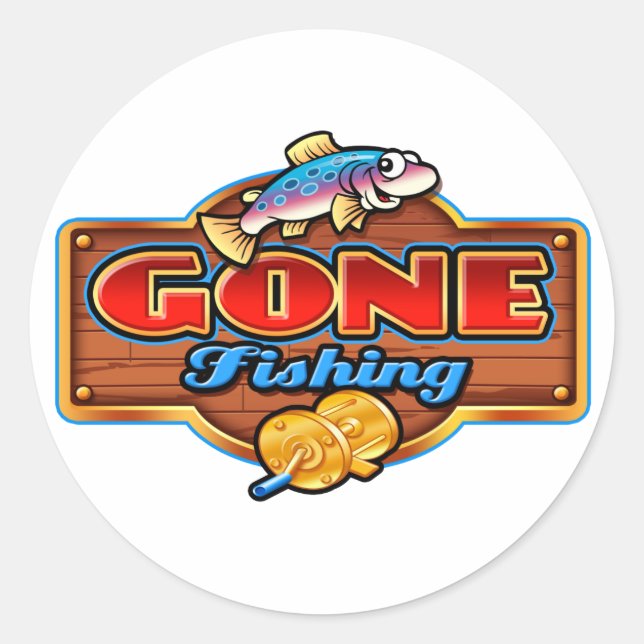 GONE FISHING RUNDER AUFKLEBER (Vorderseite)