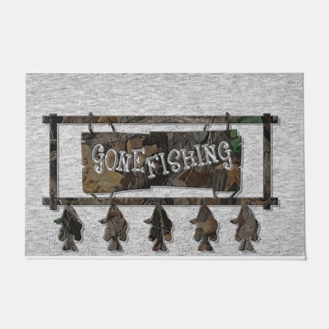 Gone Fishing Sign Mat, Fisherman Gift Fußmatte (Vorderseite)