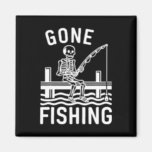 Gone Fishing Skelett Lustiges Halloween-Angeln Magnet