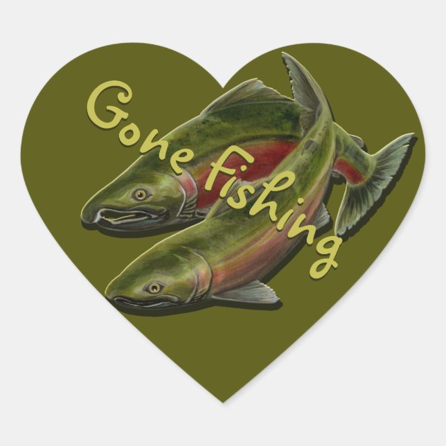 Gone Fishing Stickers Coho Lmon Art Stickers (Vorderseite)