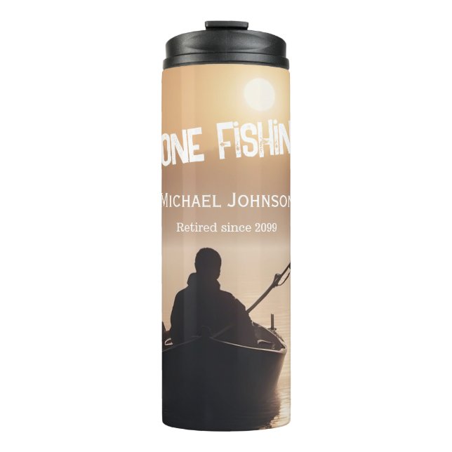 Gone Fishing Sunrise Remüde Fisherman Geschenk Thermosbecher (Vorderseite)