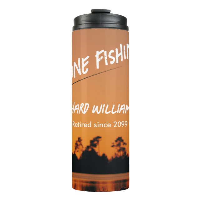 Gone Fishing Sunset Remüde Fisherman Geschenk Thermosbecher (Vorderseite)