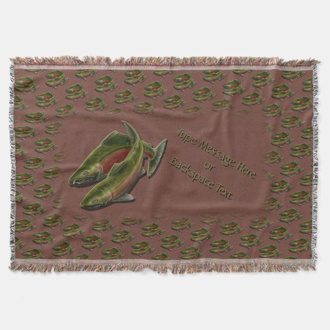 Gone Fishing Throw Blanket Coho Lmon Fish Gift Decke (Vorderseite)