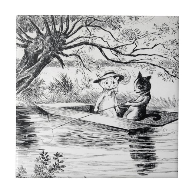 Gone Fishing with Lover, Louis Wain Fliese (Vorderseite)