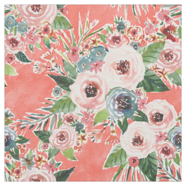 GONE FLORAL Coral Rose Print Stoff (Muster)