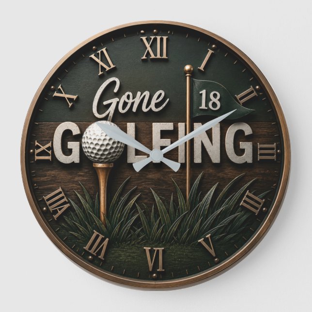 Gone Golfing Funny Golf Lover Gift  Große Wanduhr (Vorderseite)