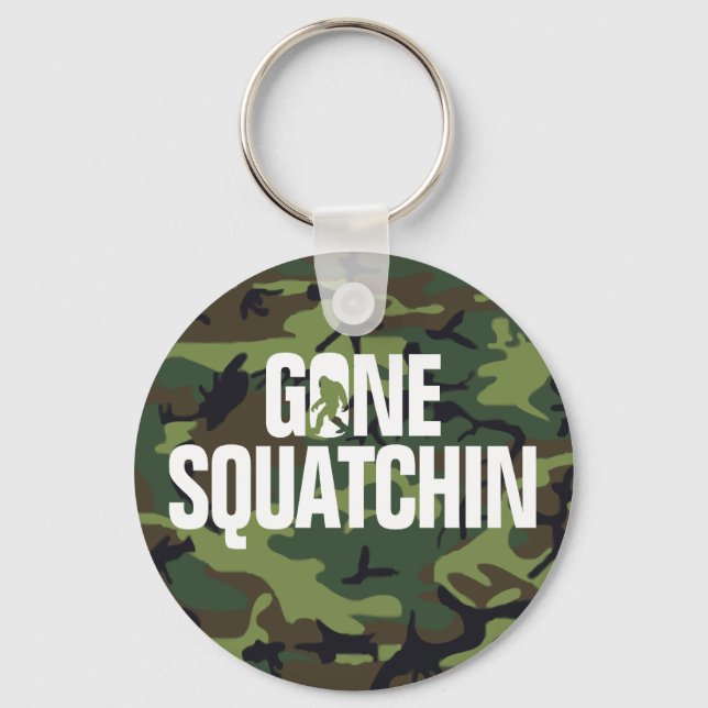 Gone Squatchin - Camouflage aus weißem und grünem  Schlüsselanhänger (Vorderseite)