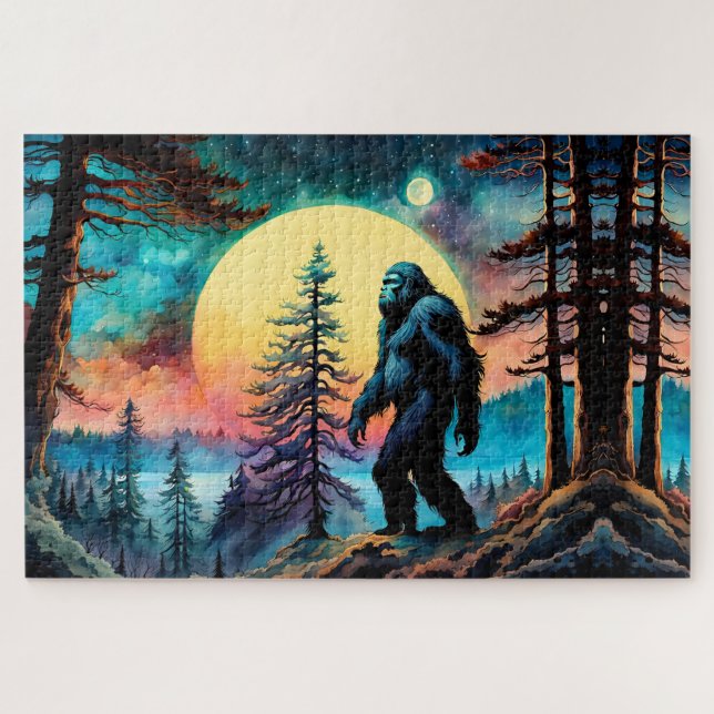 Gone Squatchin' farbenfrohe Sasquatch Landschaft (Horizontal)