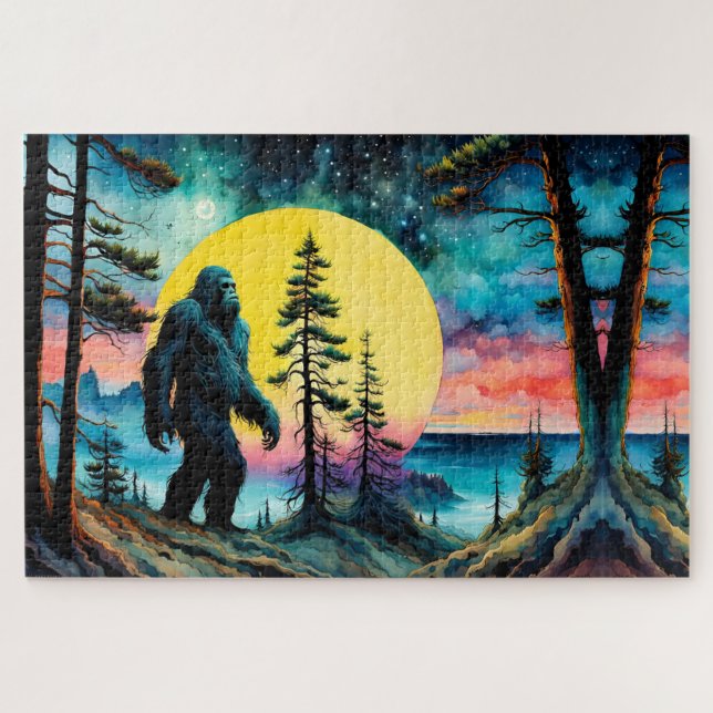 Gone Squatchin' farbenfrohe Sasquatch Landschaft (Horizontal)
