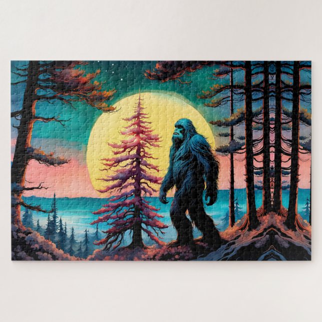 Gone Squatchin' farbenfrohe Sasquatch Landschaft (Horizontal)