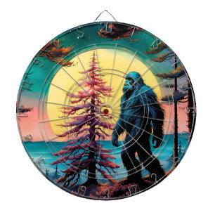 Gone Squatchin' farbenfrohe Sasquatch Landschaft Dartscheibe