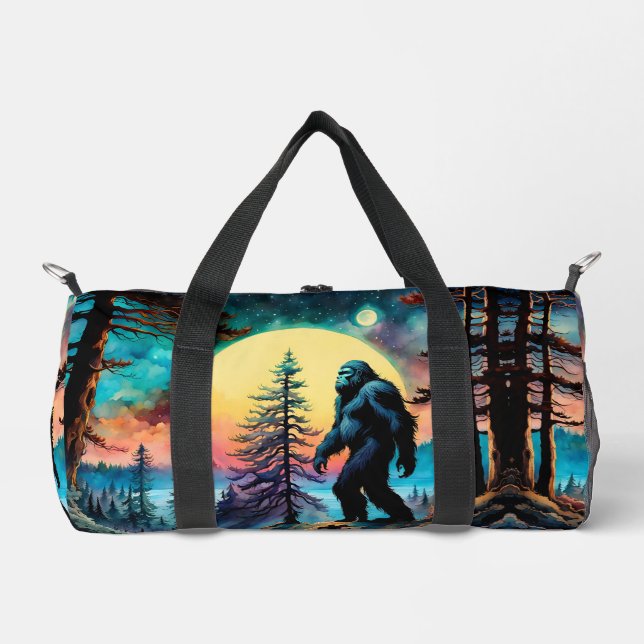 Gone Squatchin' farbenfrohe Sasquatch Landschaft Duffle Bag (Vorderseite)