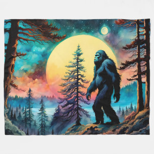 Gone Squatchin' farbenfrohe Sasquatch Landschaft Fleecedecke