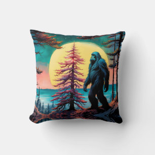 Gone Squatchin' farbenfrohe Sasquatch Landschaft Kissen