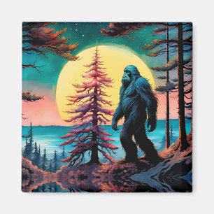 Gone Squatchin' farbenfrohe Sasquatch Landschaft Magnet