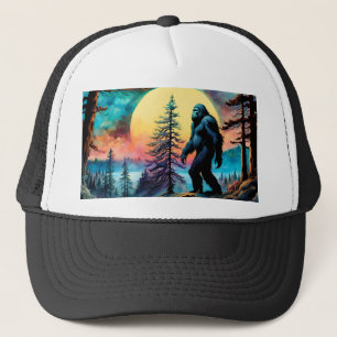 Gone Squatchin' farbenfrohe Sasquatch Vollmond Truckerkappe