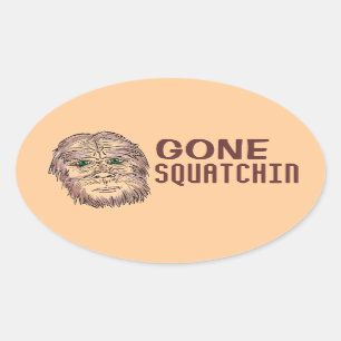 Gone Squatchin, ovale Spaß-Aufkleber Ovaler Aufkleber