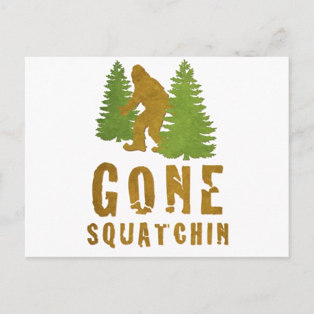 Gone Squatchin (Retro) Postkarte (Vorderseite)