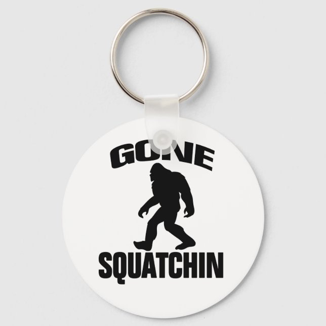 Gone Squatchin - Schwarzweiß Schlüsselanhänger (Vorderseite)
