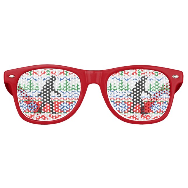 Gone Squatchin Ugly Christmas Sweater Strick Style Partybrille (Vorderseite)