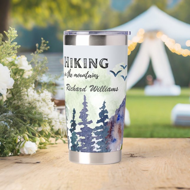 Gone Wandern ist besser Gebirge Wasserfarbe Thermobecher (Hochzeit)