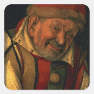 Gonella, der Ferrara-Gerichtsspaßvogel, c.1445 Quadratischer Aufkleber