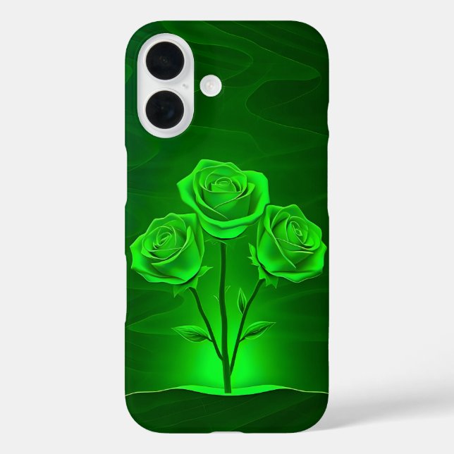 Gönnen grüne Rose Art Case-Mate iPhone Fall 16 Hülle (Rückseite)