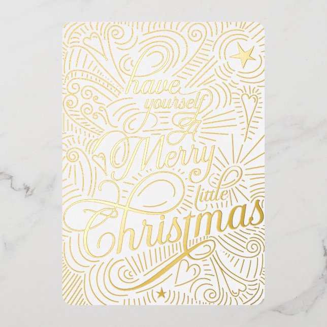 Gönnen Sie sich ein Illustriertes Weihnachtsfest Folieneinladung (Vorderseite)
