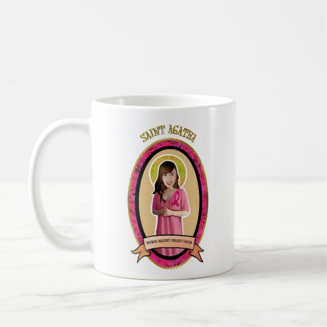 Gönnerheiliges St. Agatha gegen Brustkrebs-Tasse Kaffeetasse (Links)