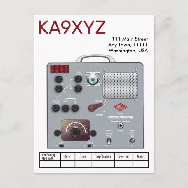 Gonset Communicator Transceiver Ham Radio QSL Postkarte (Vorderseite)