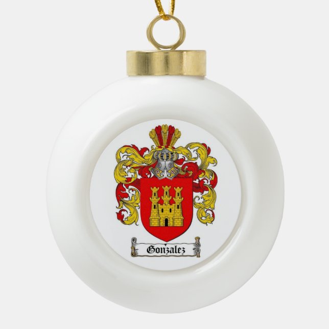 Gonzalez Spanisches Familienwappen Keramik Kugel-Ornament (Vorderseite)
