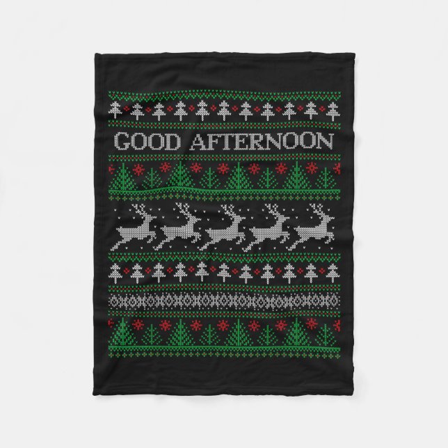 Good Afternoon - Funny Ugly Christmas Sweater  Fleecedecke (Vorderseite)