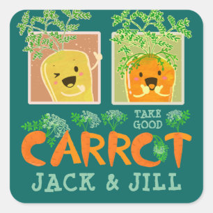 Good Carrot Jack & Jill   Motivierend Puppe Quadratischer Aufkleber