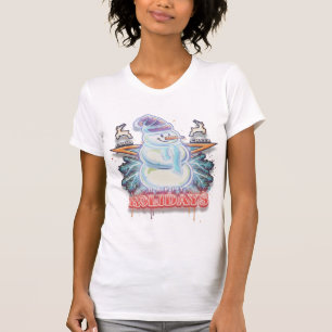 Good Cheer Street Art Schneemann T-Shirt Frohes