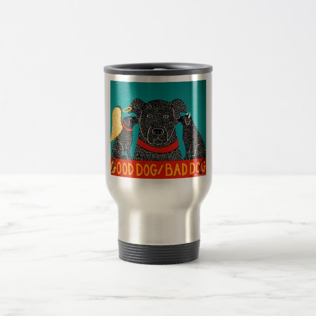 Good Chien Bad Chien Travel Mug - Stephen Huneck (Centre)