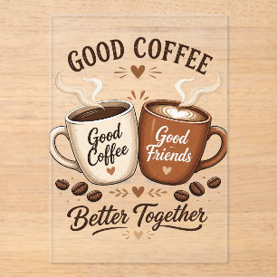 Good Coffee Good Friends mit zwei Kaffeetassen Acryleinladungen