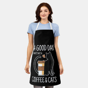 Good Day Starts With Coffee And Cats Funny Cute Schürze