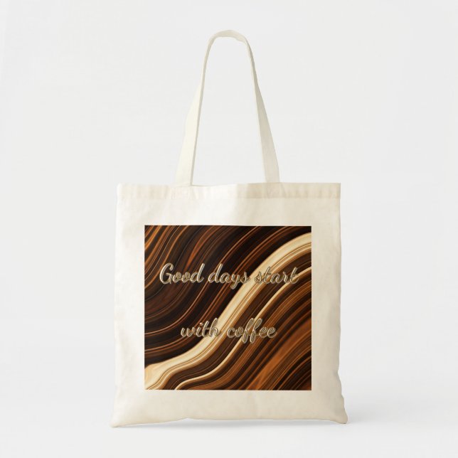 Good Days Start With Coffee Swirl Tote Bag - Perso Tragetasche (Vorne)